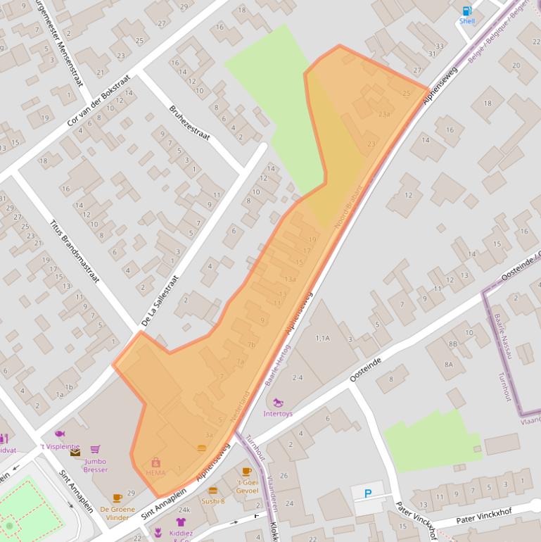 Kaart van postcodegebied 5111NA.