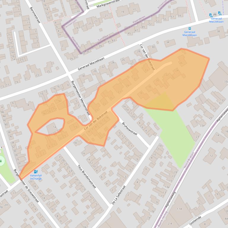 Kaart van postcodegebied 5111VC.