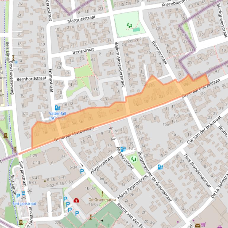 Kaart van postcodegebied 5111XA.