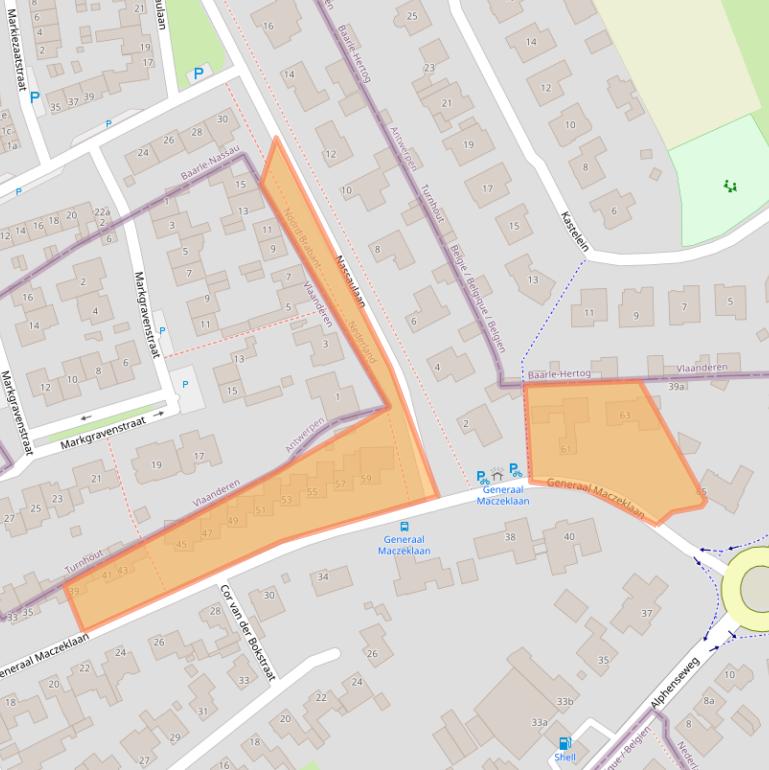 Kaart van postcodegebied 5111XB.