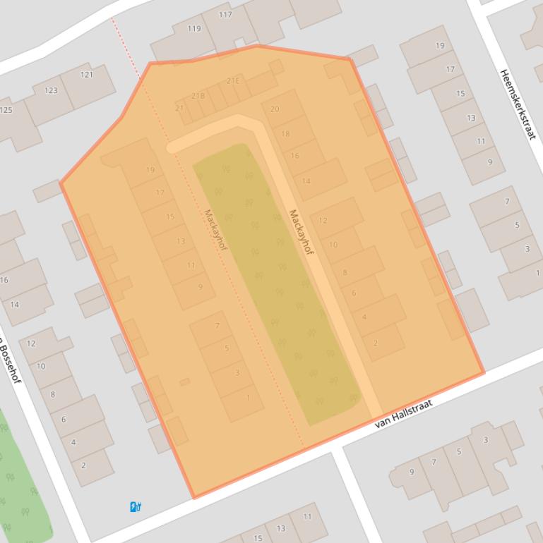 Kaart van postcodegebied 5121AE.