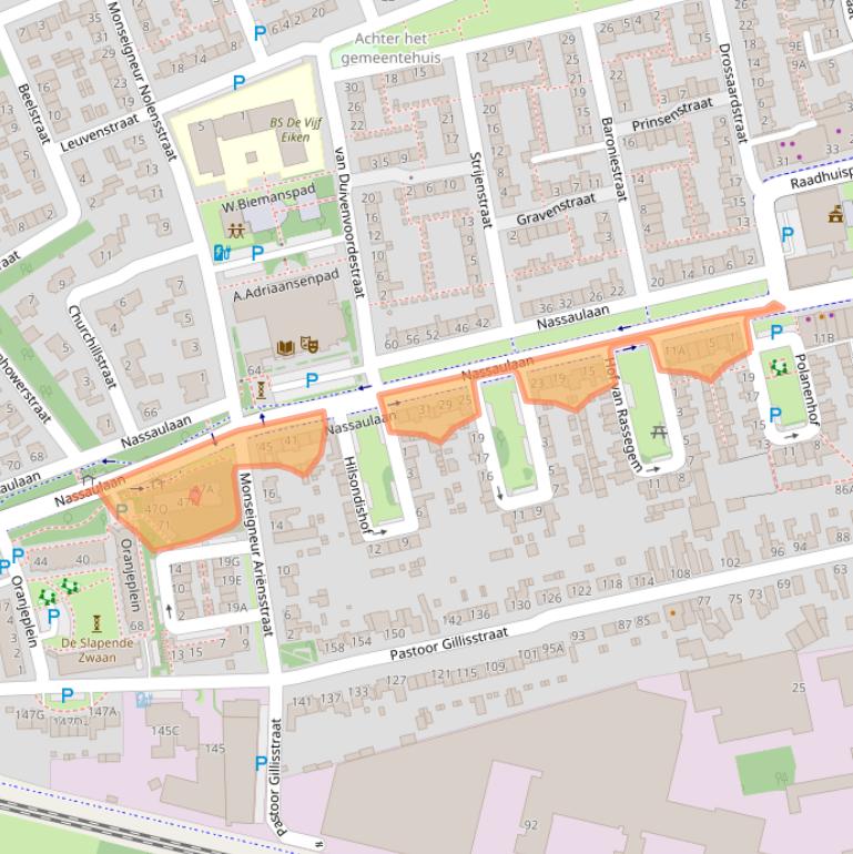 Kaart van postcodegebied 5121BA.