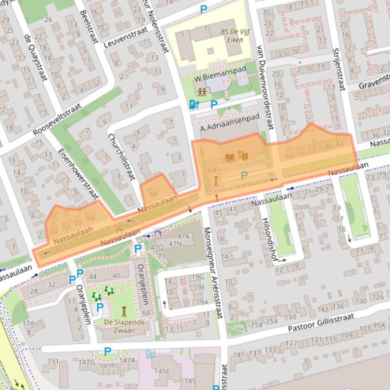 Kaart van postcodegebied 5121BC.