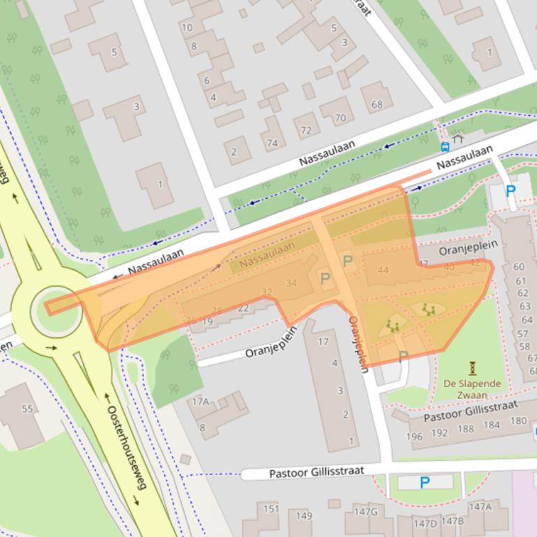 Kaart van postcodegebied 5121BE.