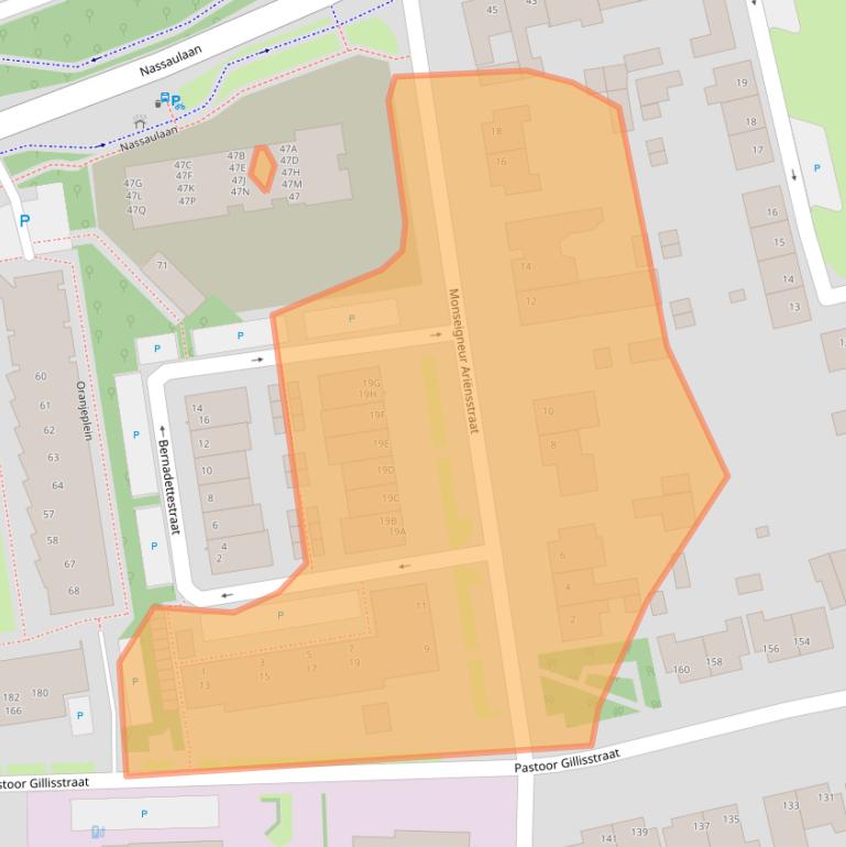 Kaart van postcodegebied 5121CA.