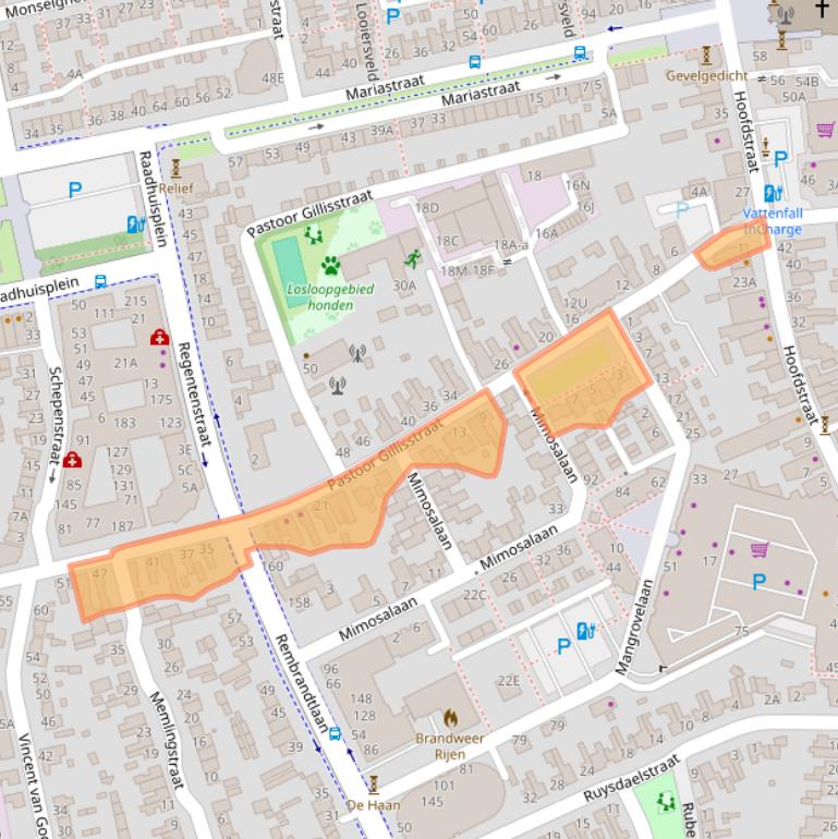 Kaart van postcodegebied 5121CB.