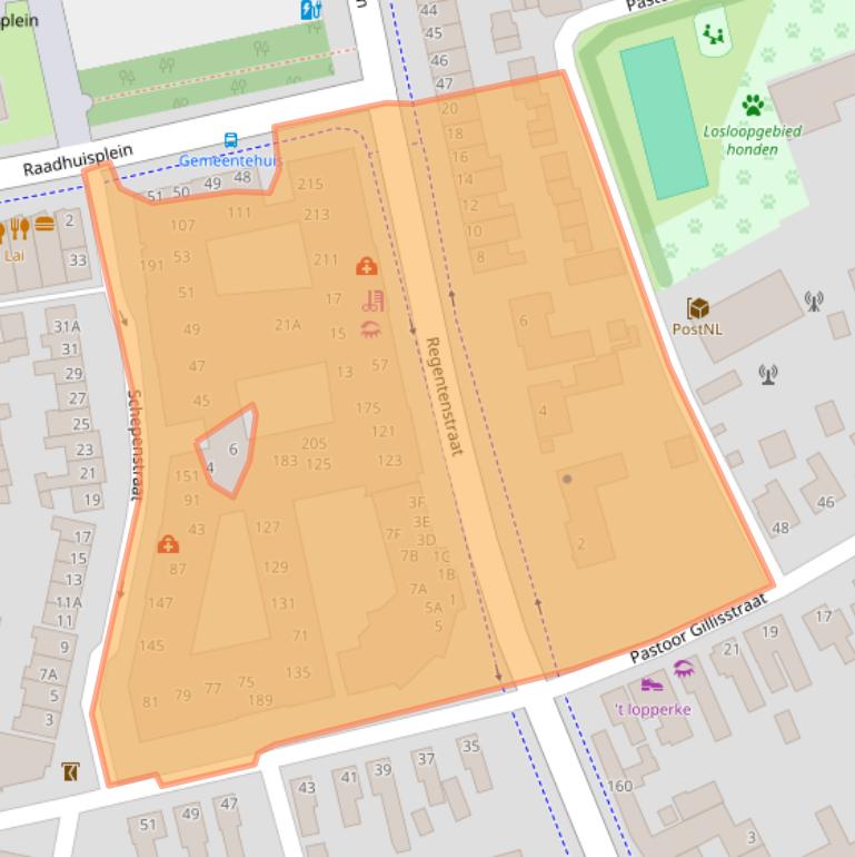 Kaart van postcodegebied 5121CM.
