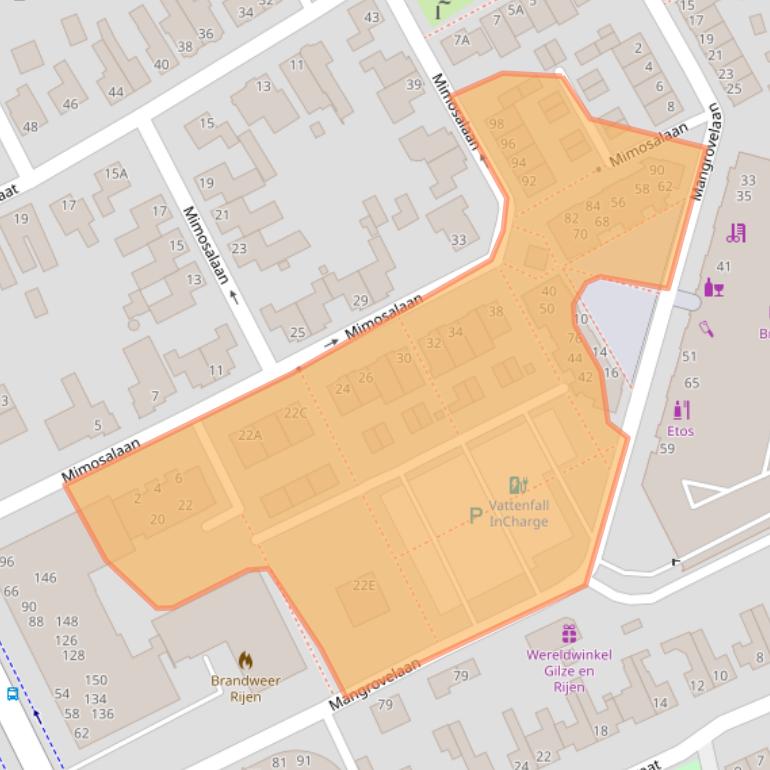 Kaart van postcodegebied 5121CP.