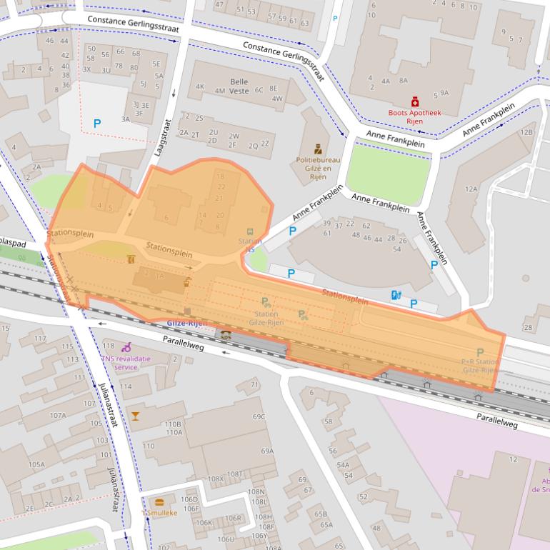 Kaart van postcodegebied 5121EA.