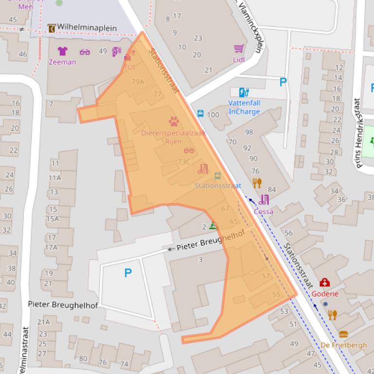 Kaart van postcodegebied 5121EC.