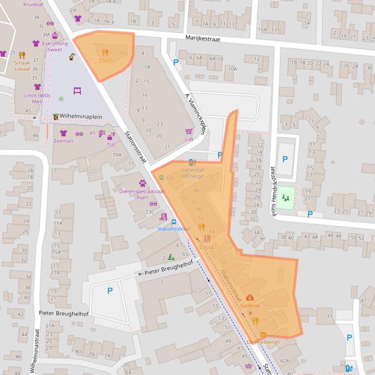 Kaart van postcodegebied 5121EE.