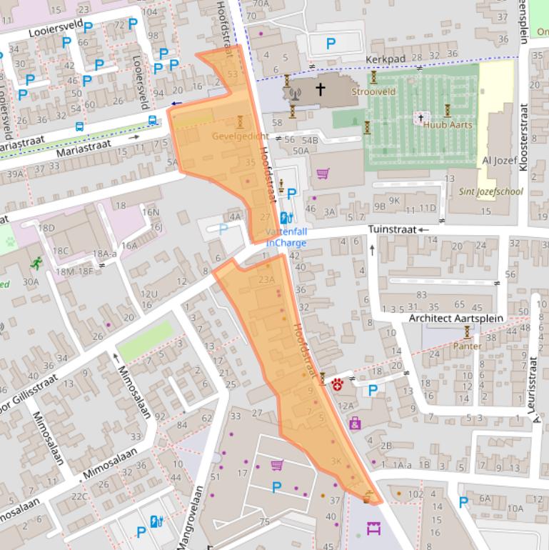 Kaart van postcodegebied 5121JA.