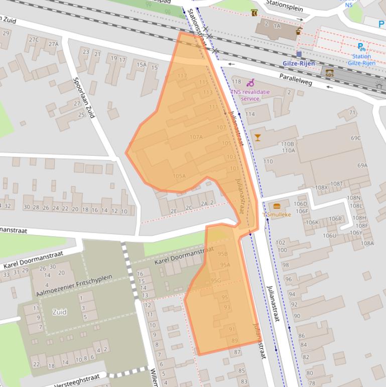 Kaart van postcodegebied 5121LP.