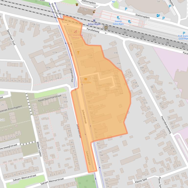 Kaart van postcodegebied 5121LT.