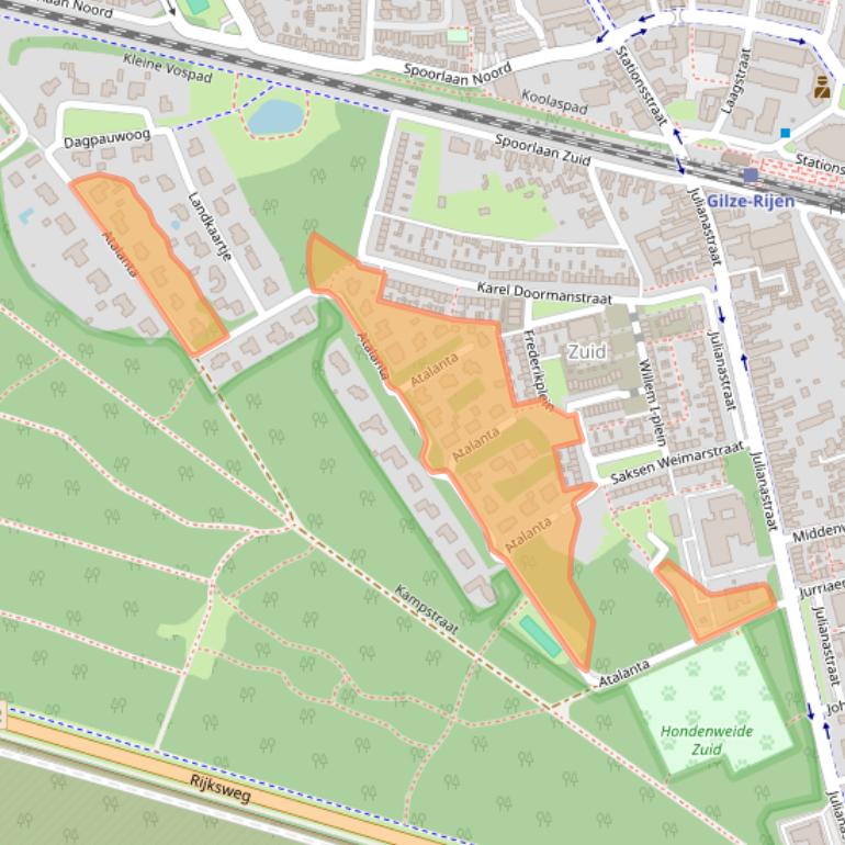 Kaart van postcodegebied 5121MS.