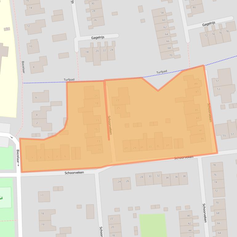 Kaart van postcodegebied 5121NJ.