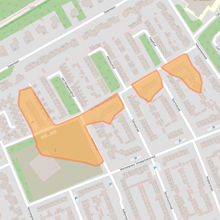 Kaart van postcodegebied 5121TE.