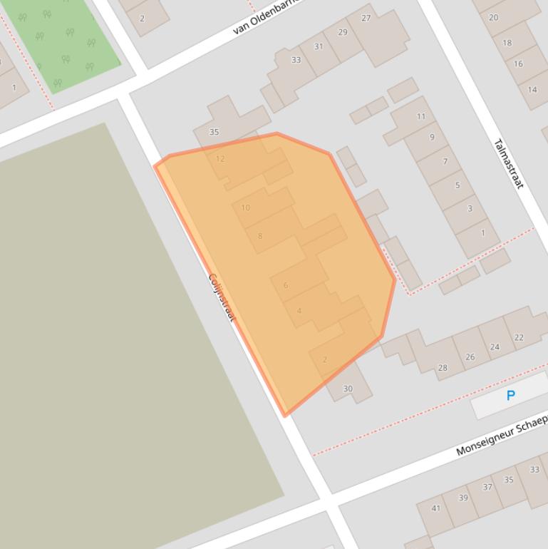 Kaart van postcodegebied 5121TG.