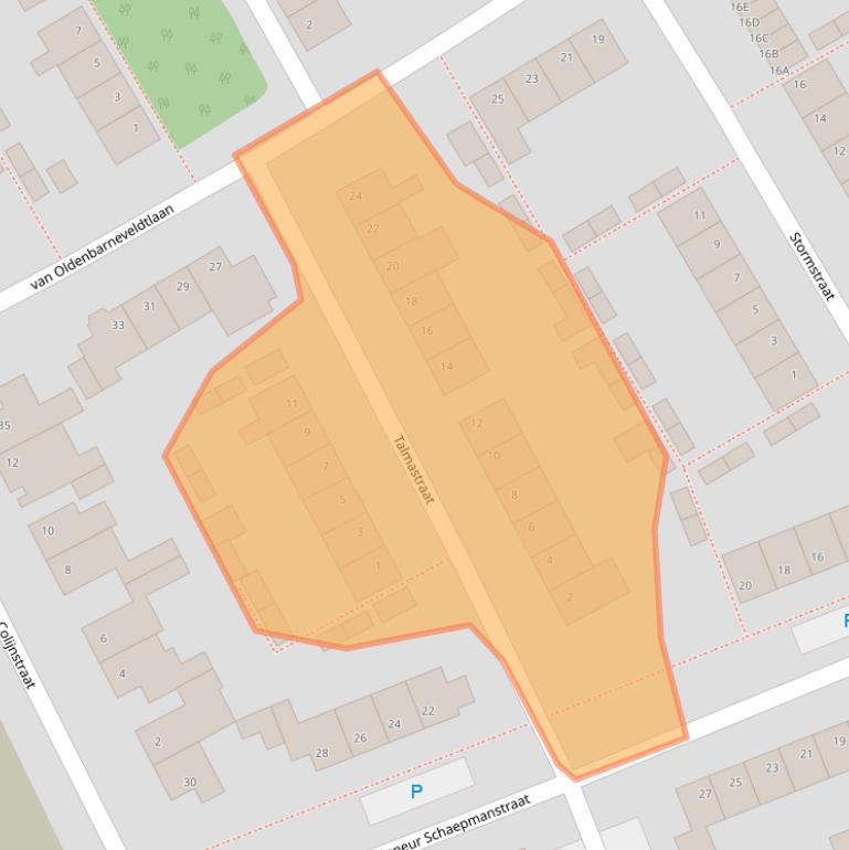 Kaart van postcodegebied 5121TH.