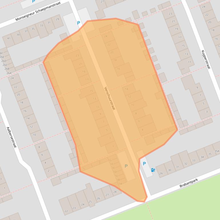 Kaart van postcodegebied 5121TN.