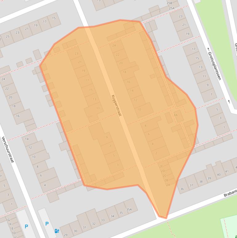 Kaart van postcodegebied 5121TP.