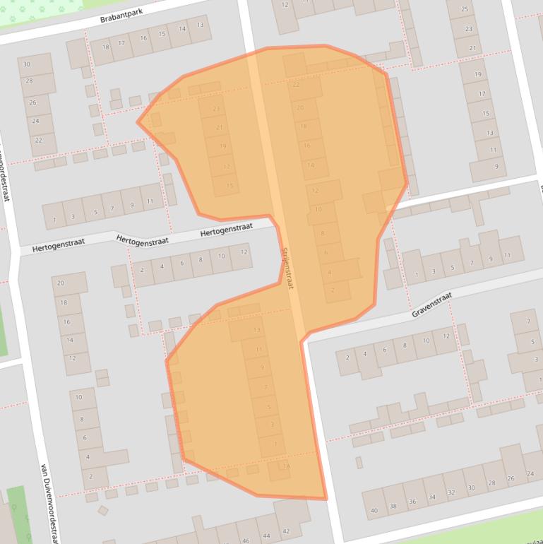 Kaart van postcodegebied 5121VN.