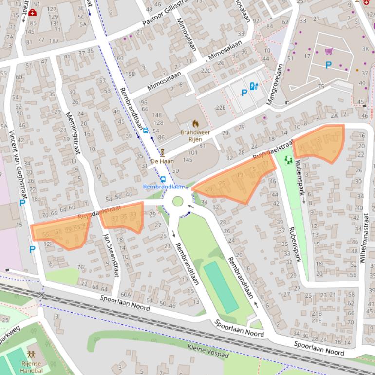 Kaart van postcodegebied 5121WB.