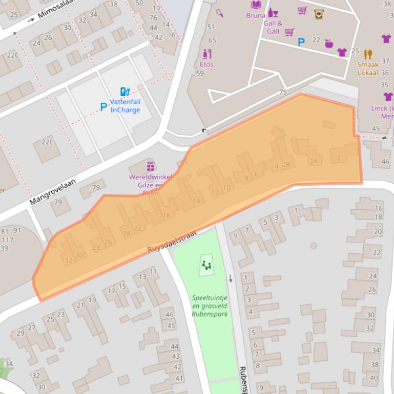 Kaart van postcodegebied 5121WC.