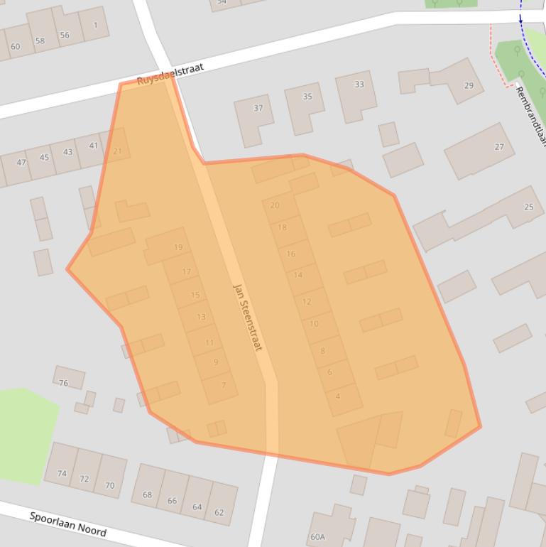 Kaart van postcodegebied 5121WJ.