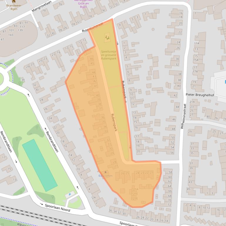 Kaart van postcodegebied 5121WP.