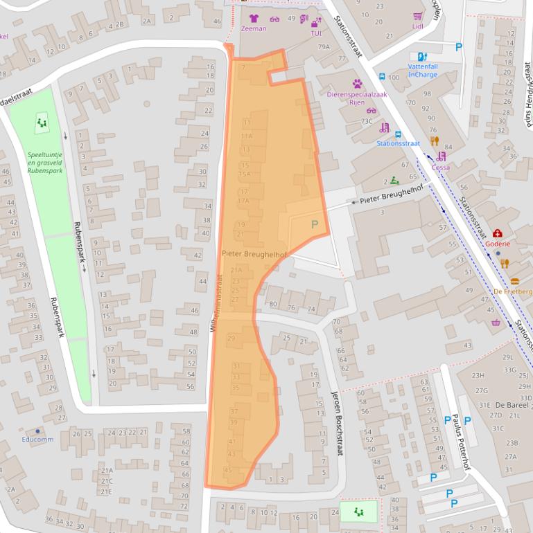Kaart van postcodegebied 5121WR.