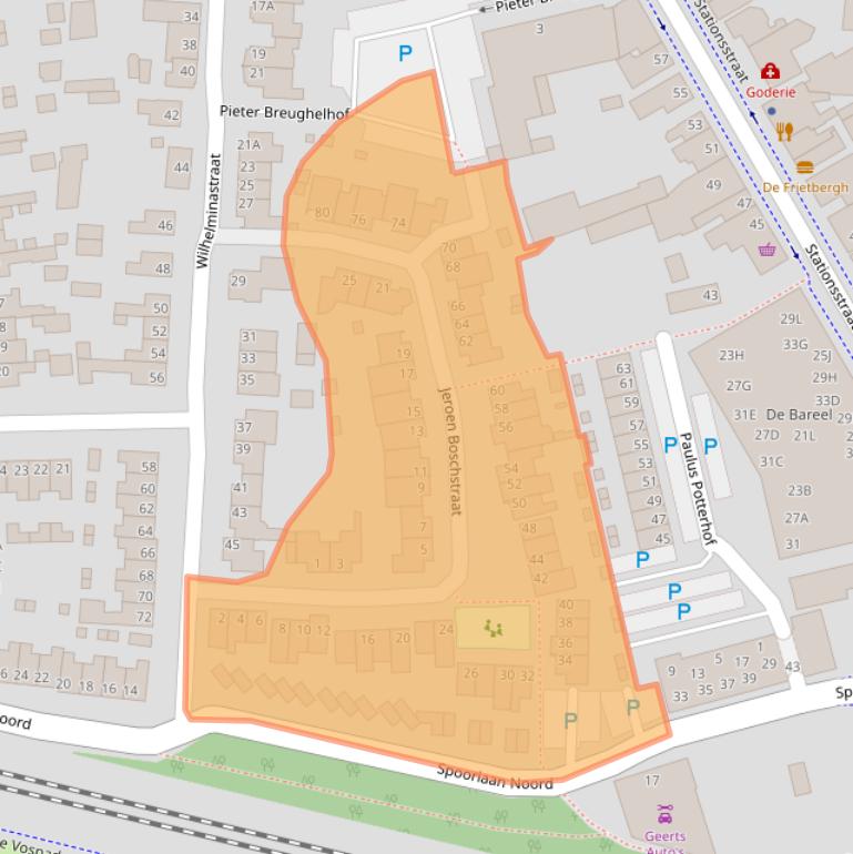 Kaart van postcodegebied 5121WZ.