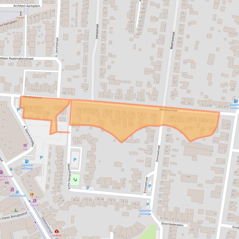 Kaart van postcodegebied 5121XC.