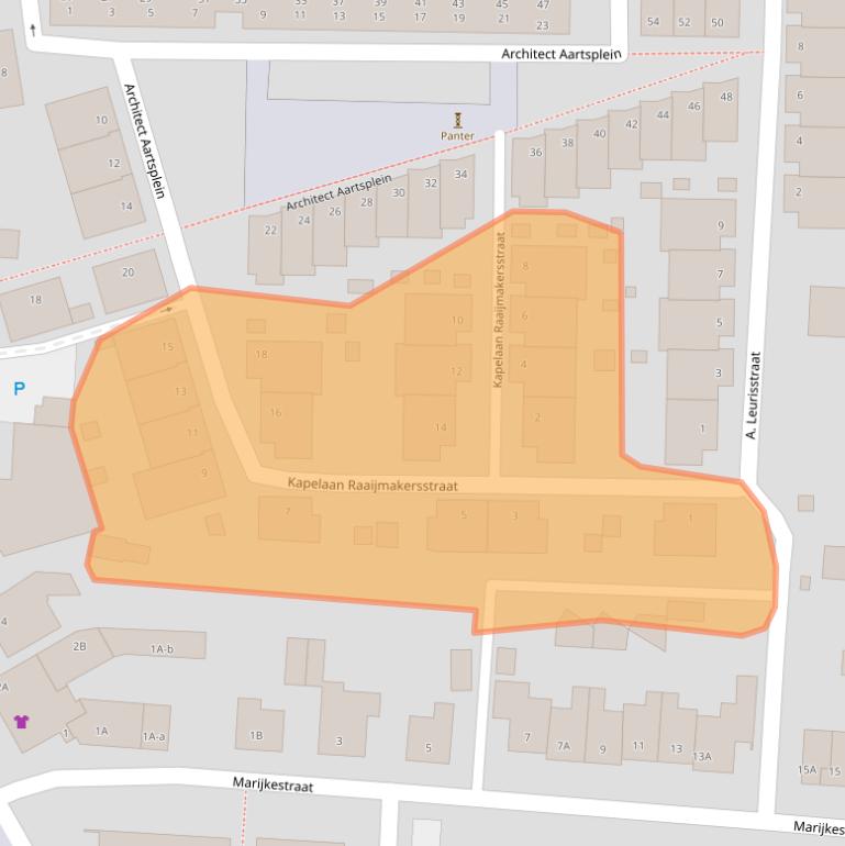 Kaart van postcodegebied 5121XW.