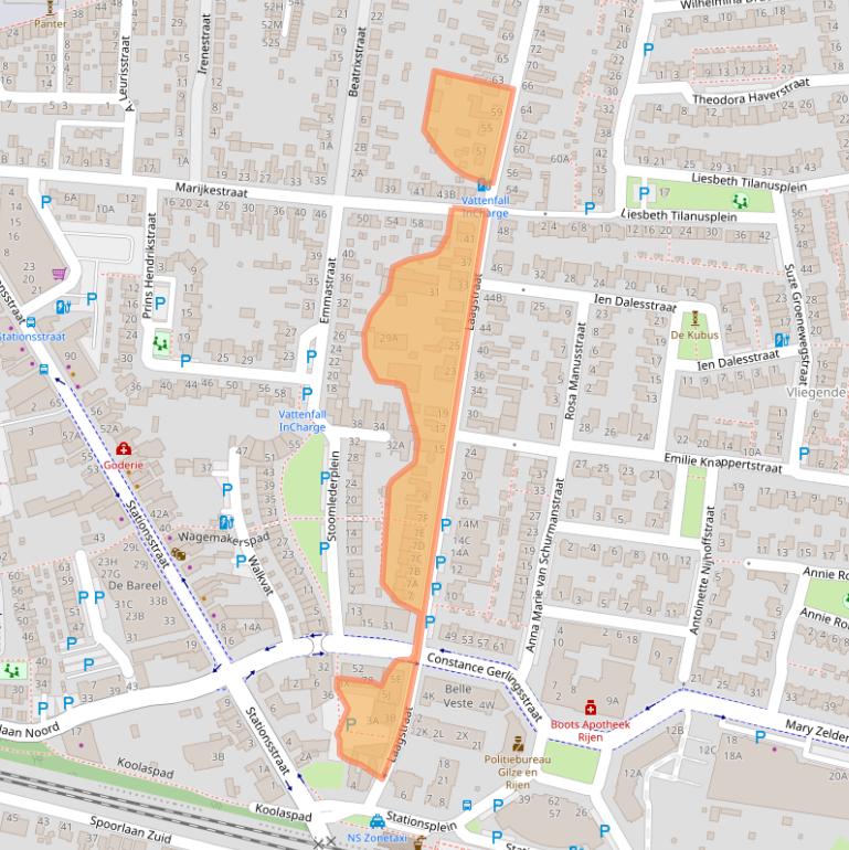 Kaart van postcodegebied 5121ZD.