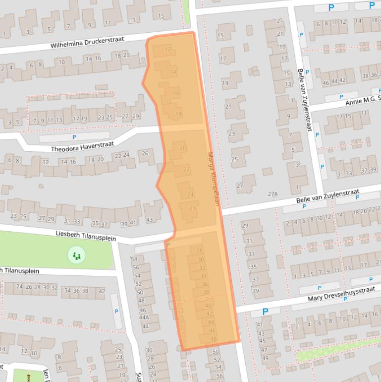 Kaart van postcodegebied 5122BB.