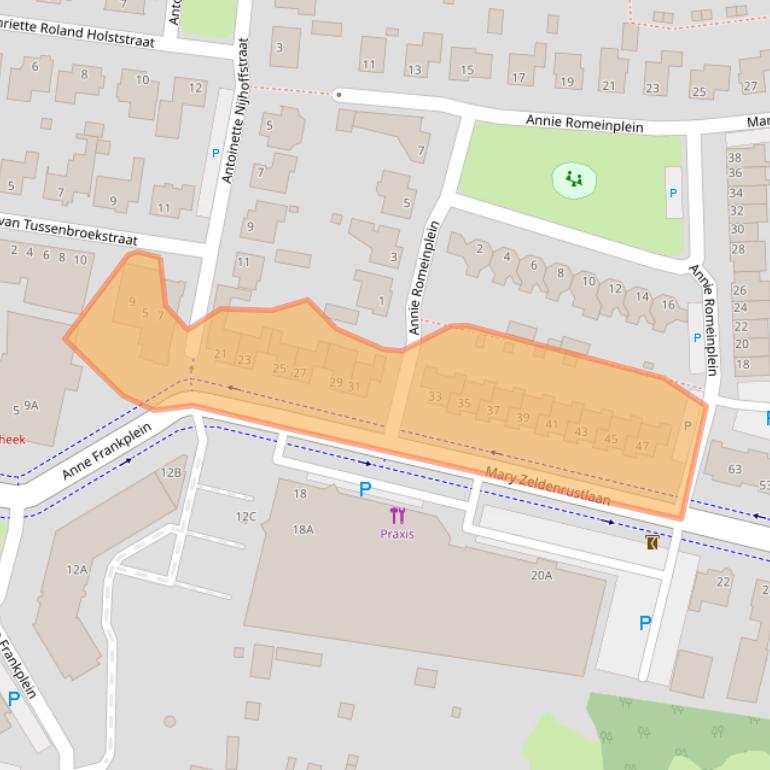 Kaart van postcodegebied 5122CC.
