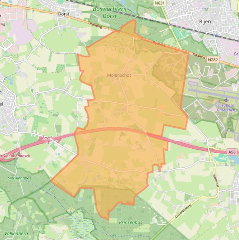 Kaart van postcodegebied 5124.