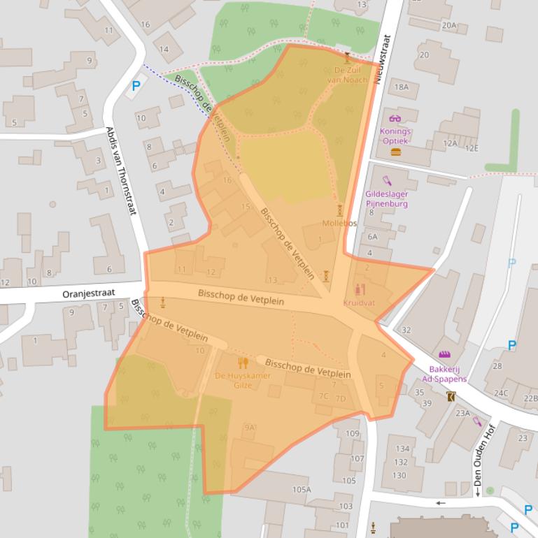 Kaart van postcodegebied 5126CA.