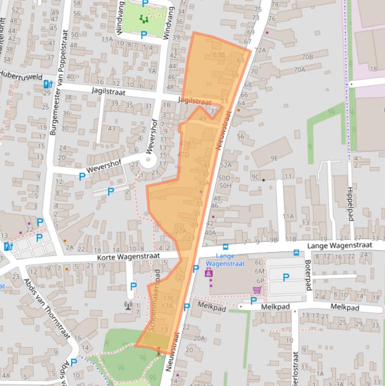 Kaart van postcodegebied 5126CB.