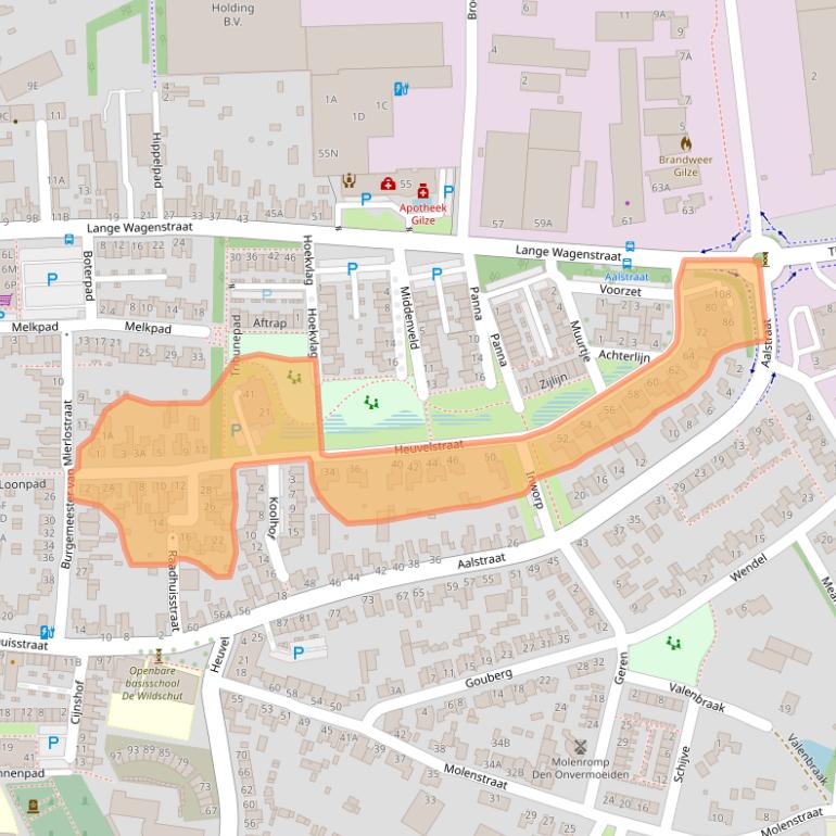 Kaart van postcodegebied 5126CM.