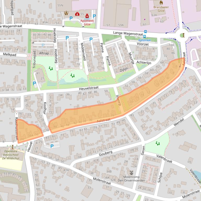 Kaart van postcodegebied 5126CP.