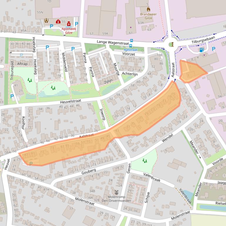 Kaart van postcodegebied 5126CR.