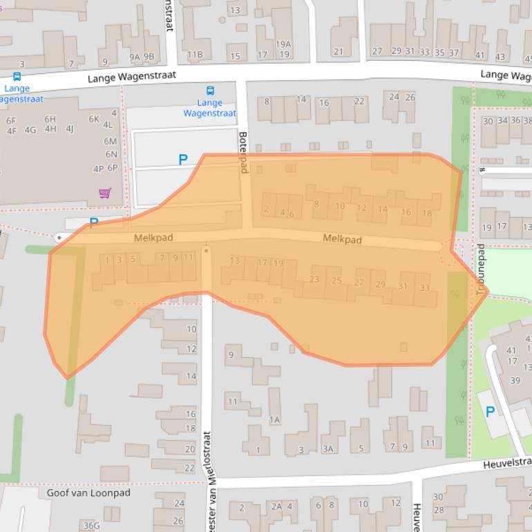 Kaart van postcodegebied 5126DZ.