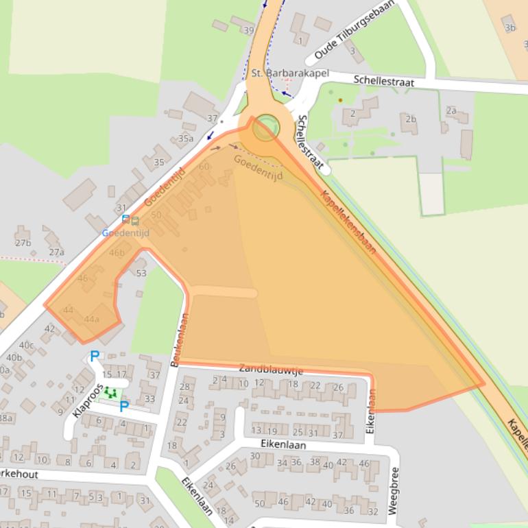 Kaart van postcodegebied 5131AT.