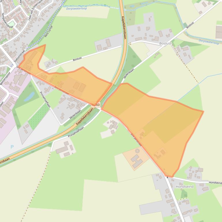 Kaart van postcodegebied 5131BR.