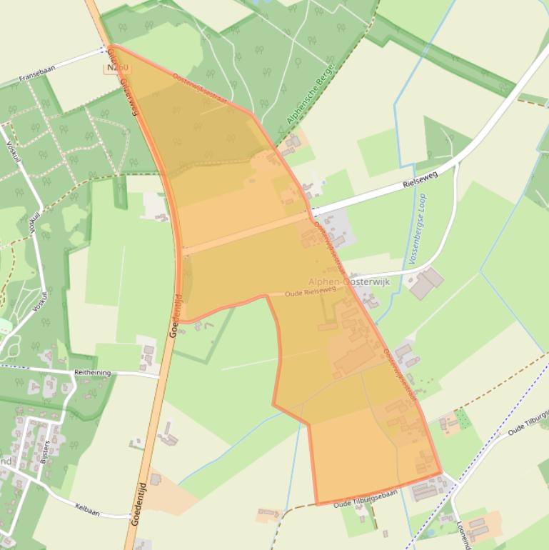 Kaart van postcodegebied 5131NL.