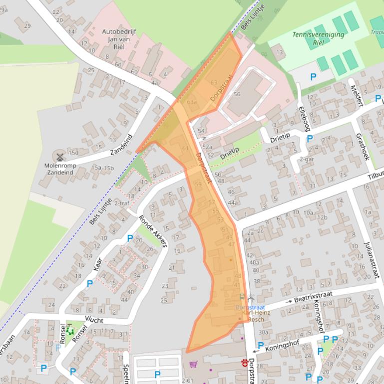 Kaart van postcodegebied 5133AE.