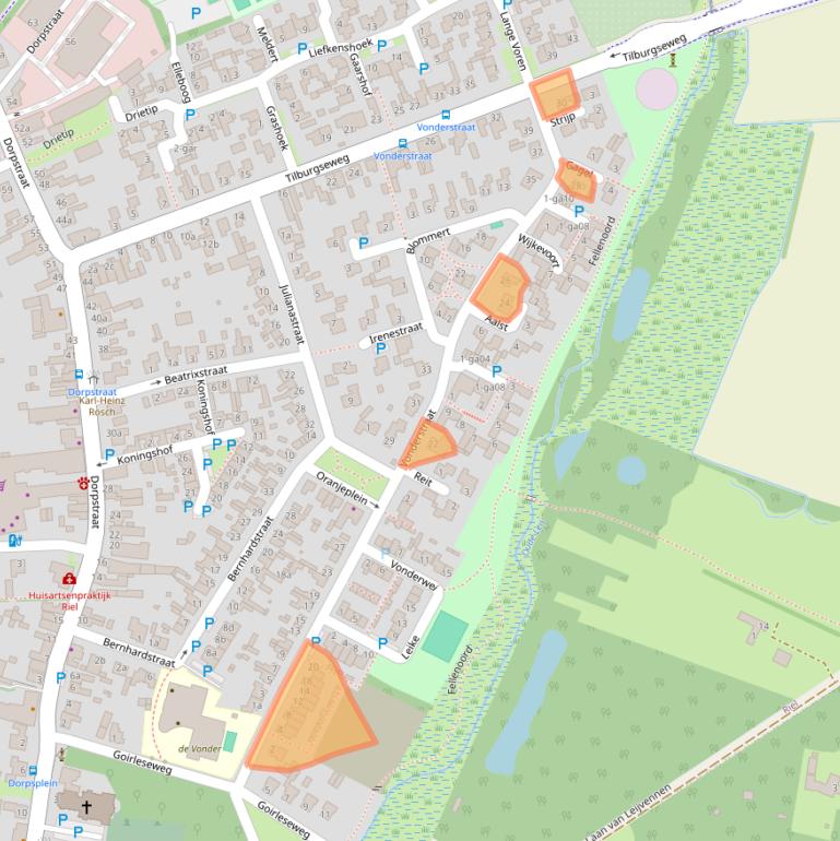 Kaart van postcodegebied 5133AP.