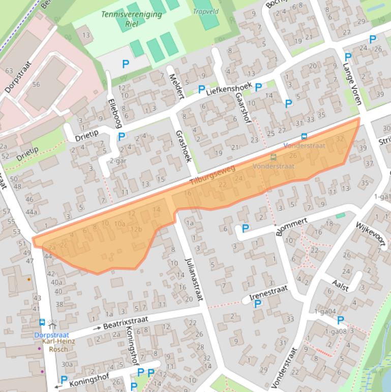 Kaart van postcodegebied 5133BB.